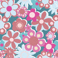 Flower Power, Turqoise Mural Wallpaper - pure wallpaper artwork