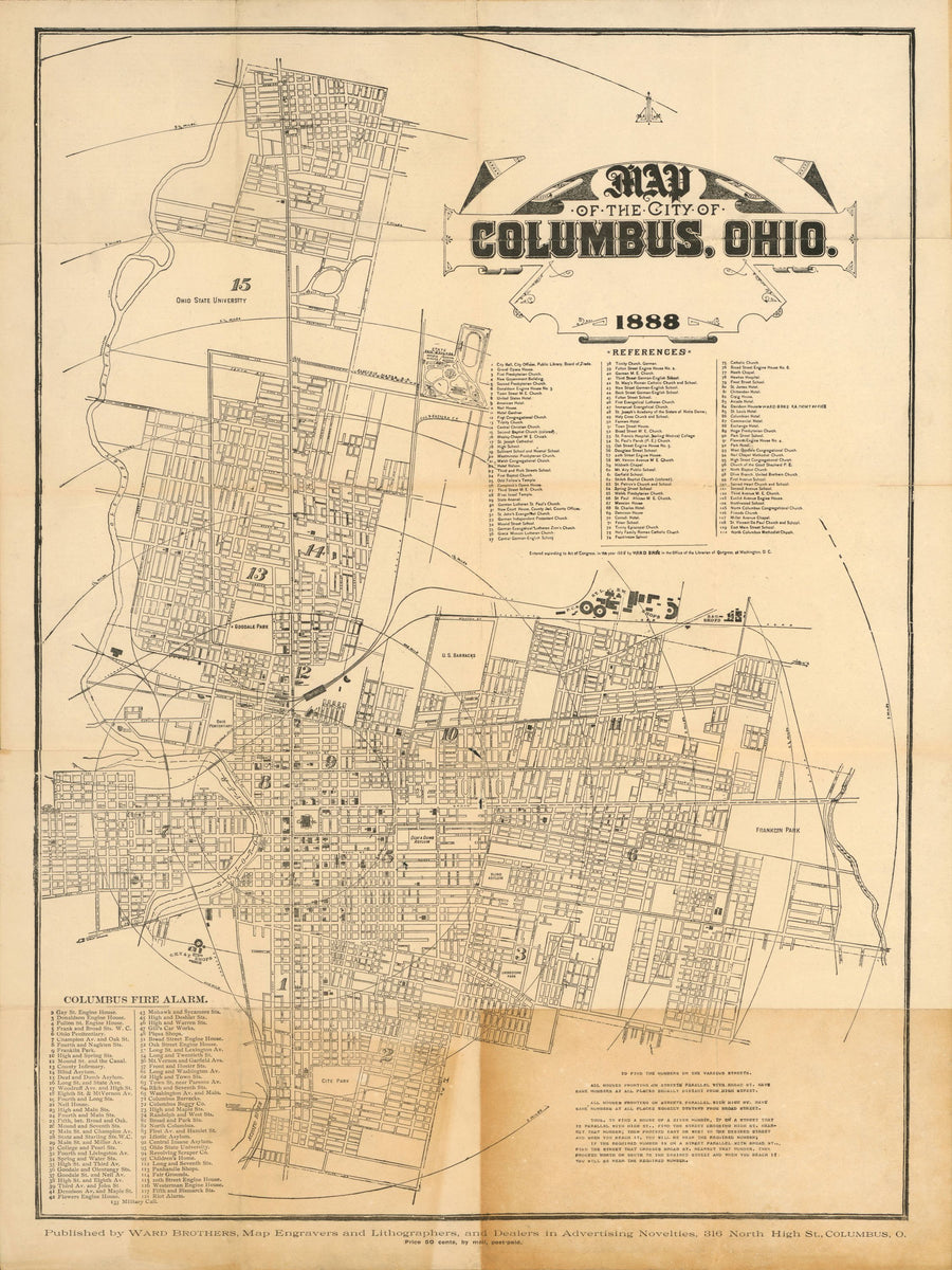Map of the City of Columbus Ohio Mural Wallpaper