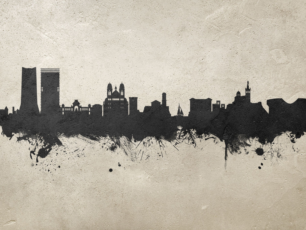 Marseille France Skyline Concrete Mural Wallpaper - pure wallpaper artwork