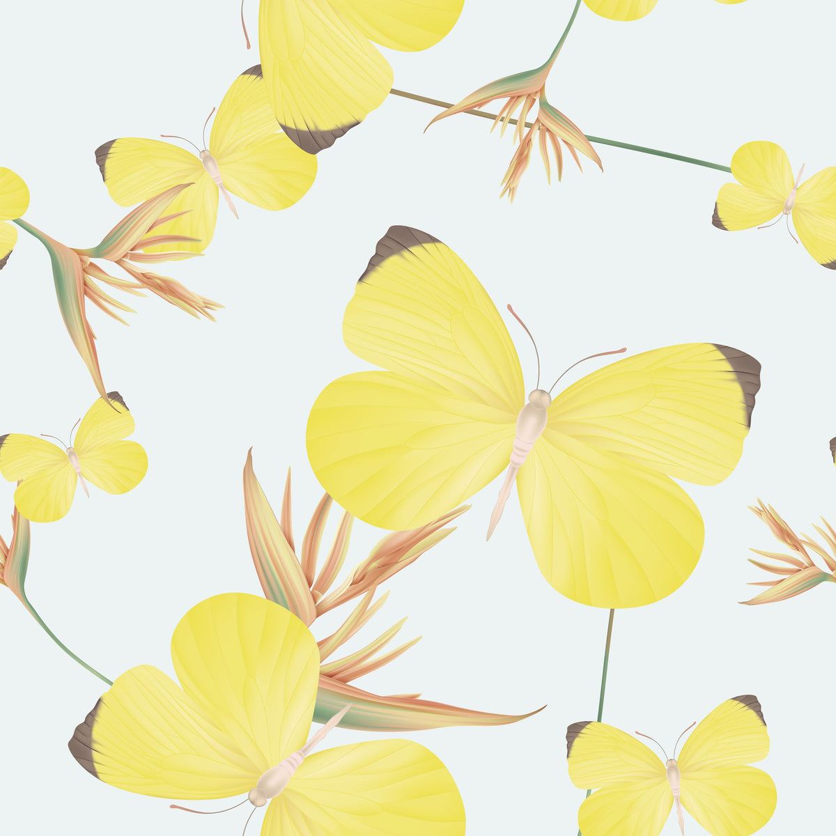 Lemon Butterfly Mural Wallpaper - pure wallpaper artwork