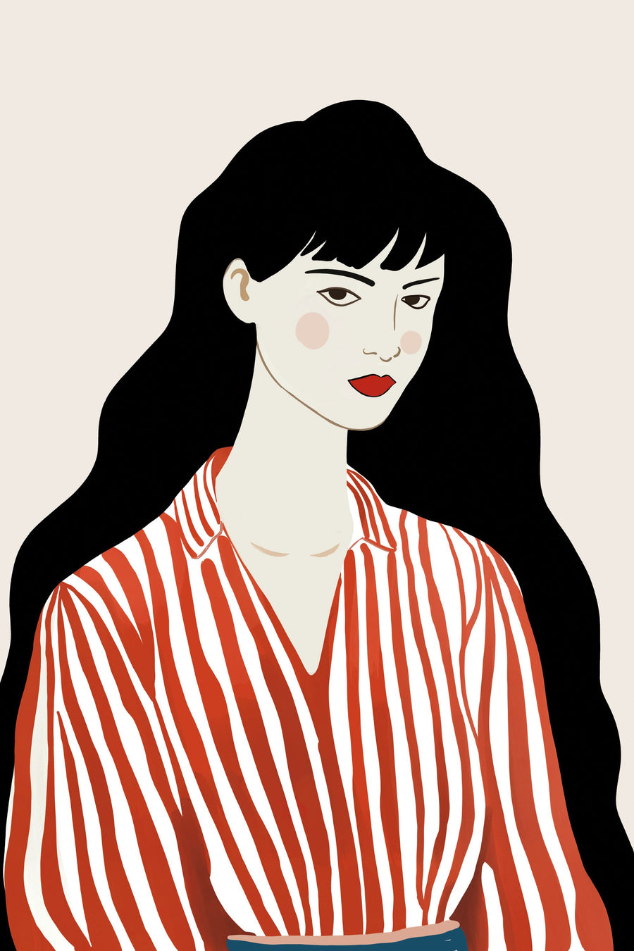 Woman in Striped Blouse I Mural Wallpaper