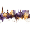 Fredericton Canada Skyline Purple & Gold Mural Wallpaper - pure wallpaper artwork