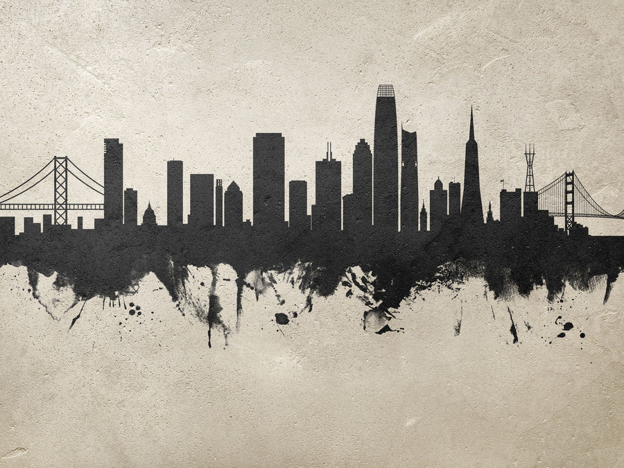 San Francisco Skyline Concrete Mural Wallpaper