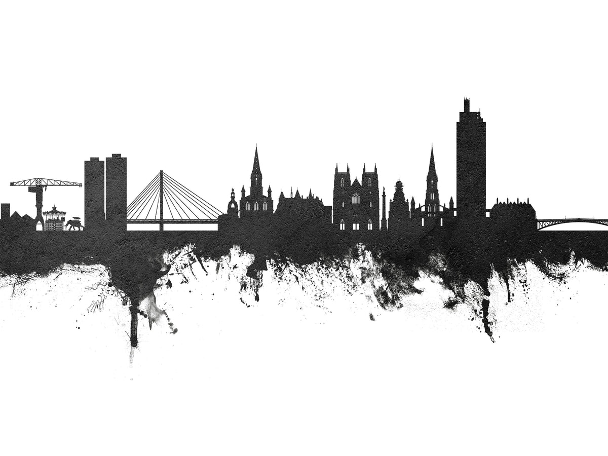 Nantes France Skyline Black & White Mural Wallpaper - pure wallpaper artwork