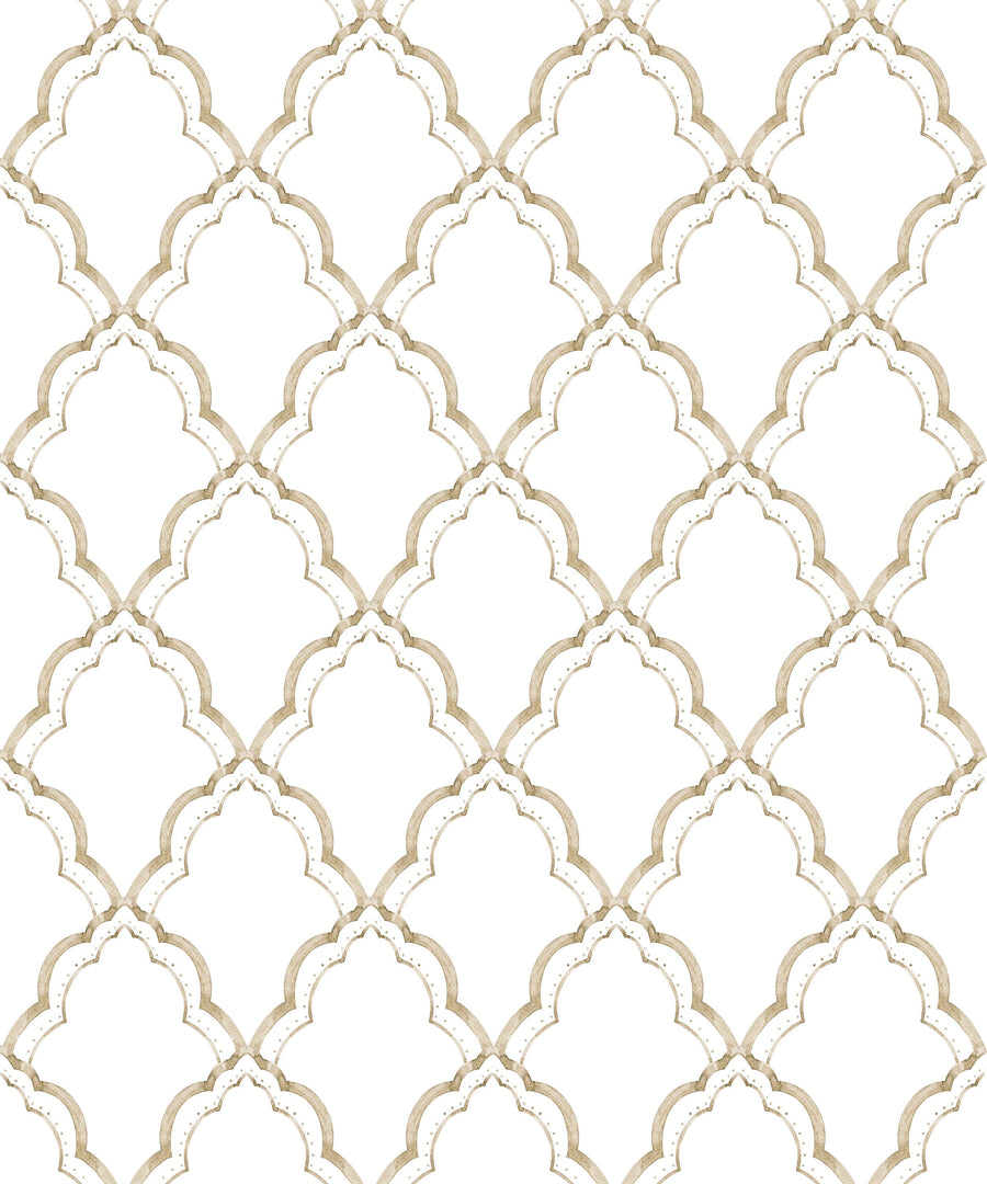 Medallion Trellis, Beige Mural Wallpaper