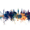 Glasgow Scotland Skyline Blue & Bronze Mural Wallpaper - pure wallpaper artwork