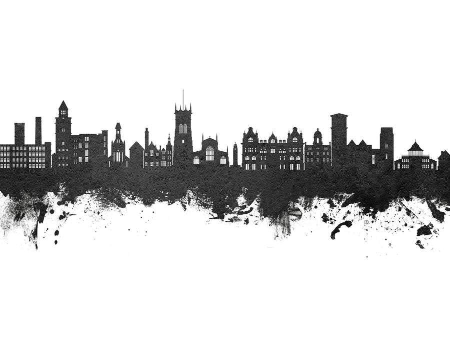 Wigan England Skyline Black & White Mural Wallpaper