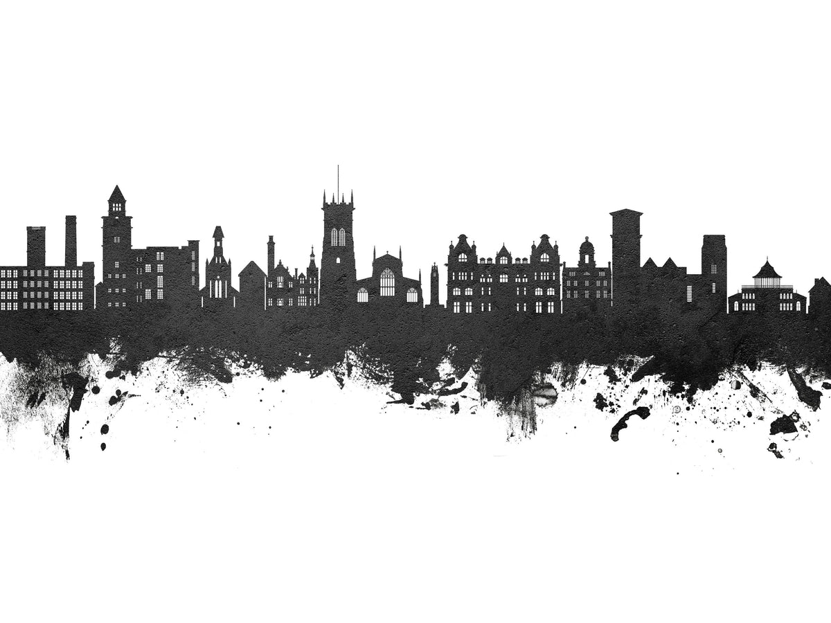 Wigan England Skyline Black & White Mural Wallpaper - pure wallpaper artwork