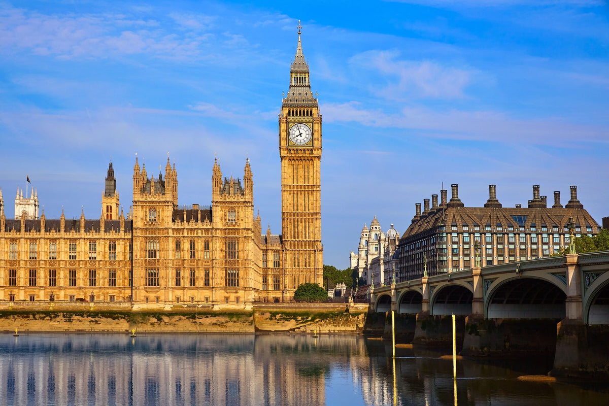 Big Ben Tower and Thames River Mural Wallpaper - pure wallpaper artwork
