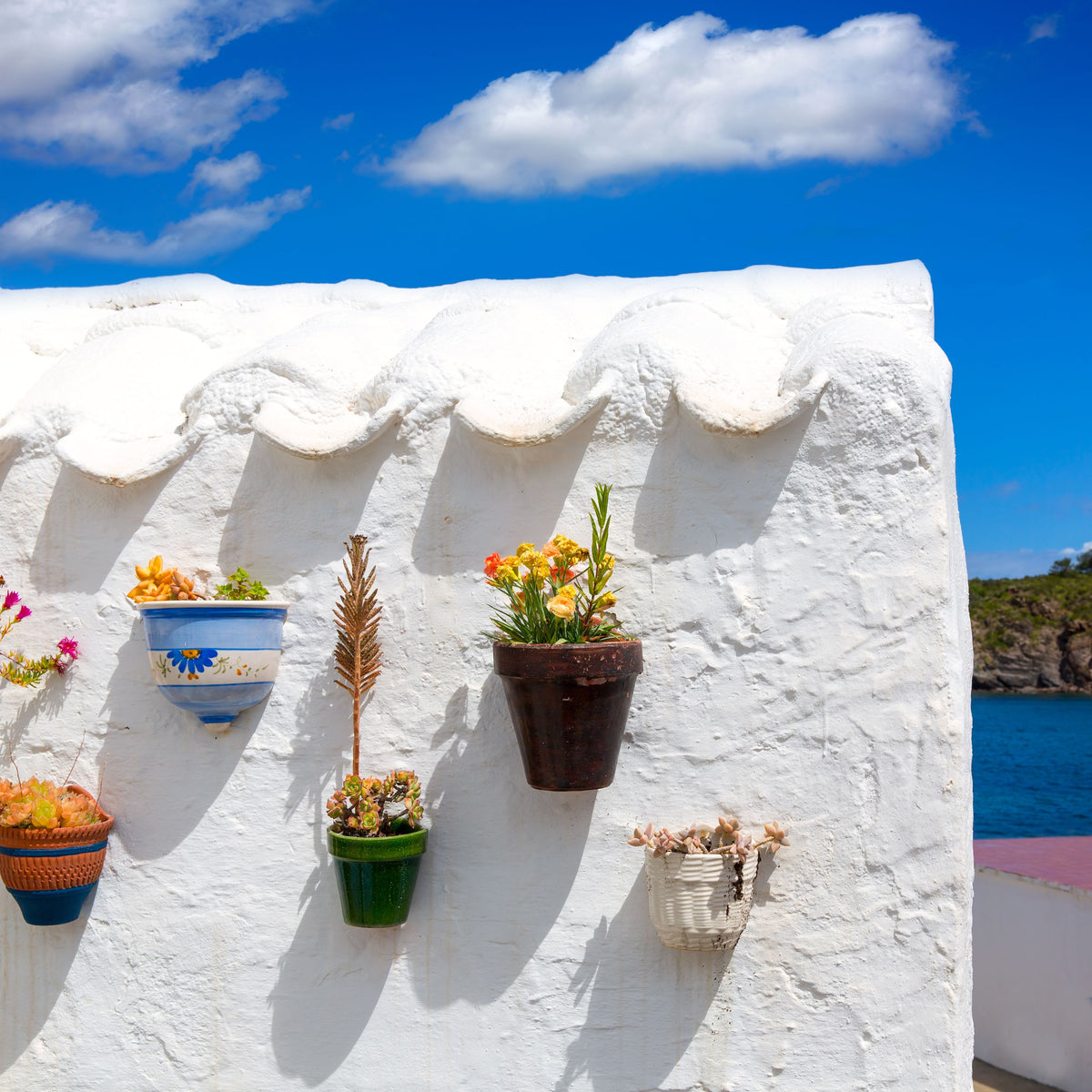 Mediterranean Flower Pots Mural Wallpaper - pure wallpaper artwork