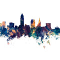 Cleveland Ohio Skyline Blue & Bronze Mural Wallpaper - pure wallpaper artwork