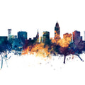 Lincoln Nebraska Skyline Blue & Bronze Mural Wallpaper - pure wallpaper artwork