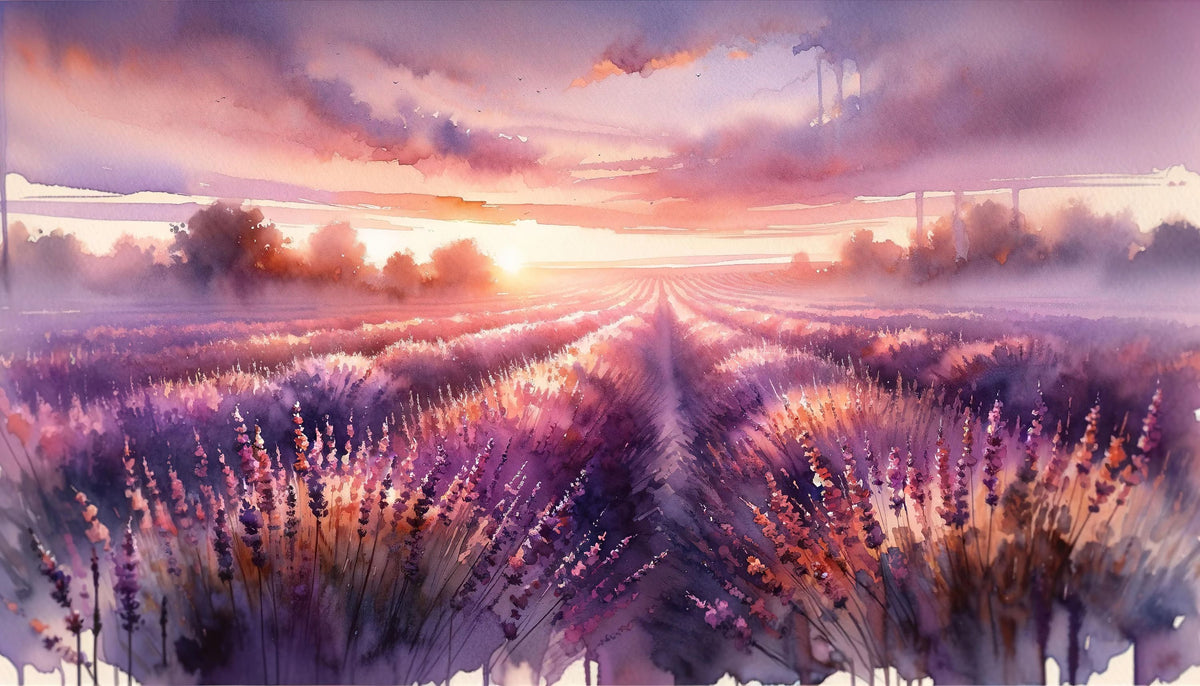Dawn's Embrace in Lavender Fields Mural Wallpaper - pure wallpaper artwork