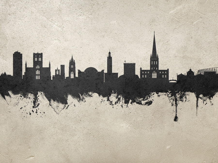 Norwich England Skyline Concrete Mural Wallpaper