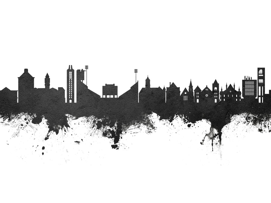 Lawrence Kansas Skyline Black & White Mural Wallpaper