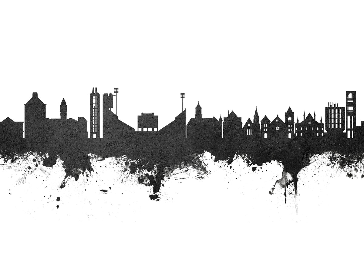 Lawrence Kansas Skyline Black & White Mural Wallpaper - pure wallpaper artwork