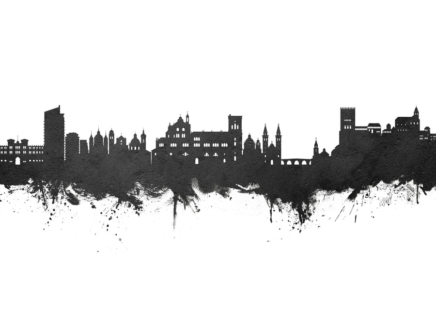 Granada Spain Skyline Black & White Mural Wallpaper