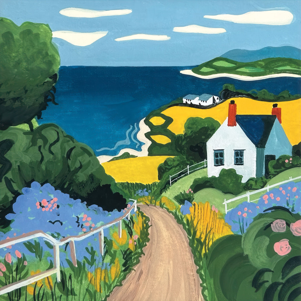 Coastal Fields Mural Wallpaper - pure wallpaper artwork