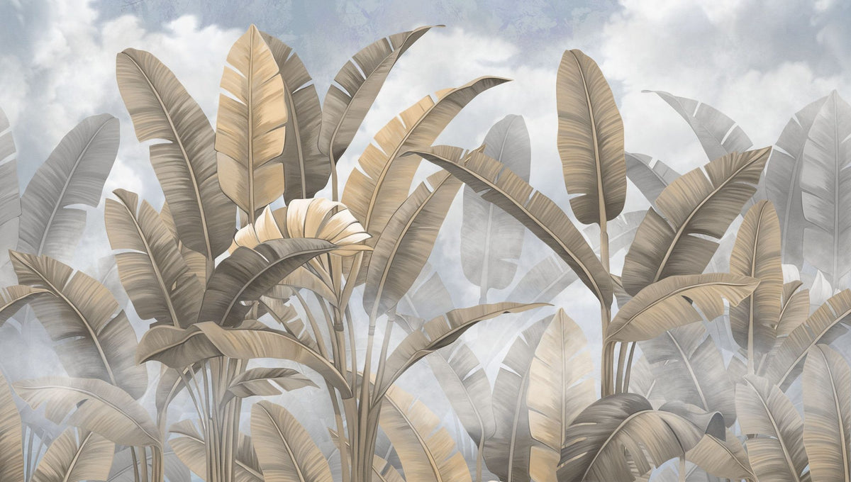 Banana Palms, Beige Mural Wallpaper - pure wallpaper artwork
