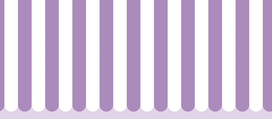 Scalloped Circus Stripes, Purple Mural Wallpaper