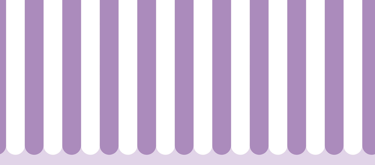 Scalloped Circus Stripes, Purple Mural Wallpaper - pure wallpaper artwork