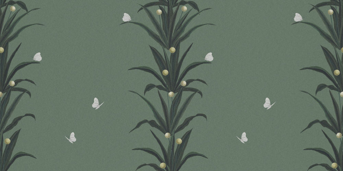 Foliage & Butterflies - Sage Mural Wallpaper - pure wallpaper artwork