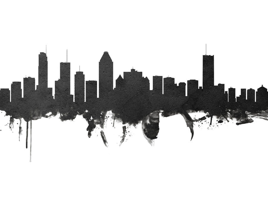 Montreal Canada Skyline Black & White Mural Wallpaper