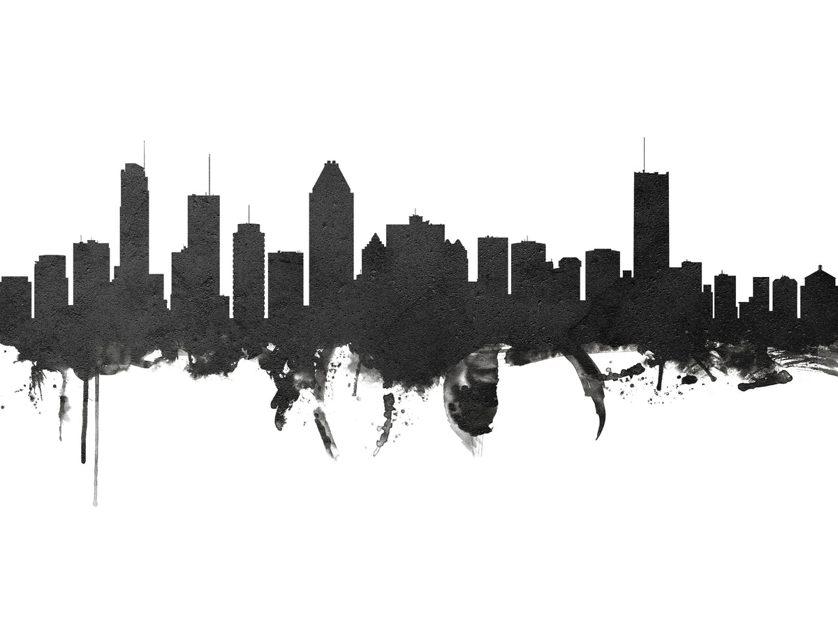 Montreal Canada Skyline Black & White Mural Wallpaper - pure wallpaper artwork