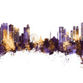 Sharjah Skyline Purple & Gold Mural Wallpaper - pure wallpaper artwork