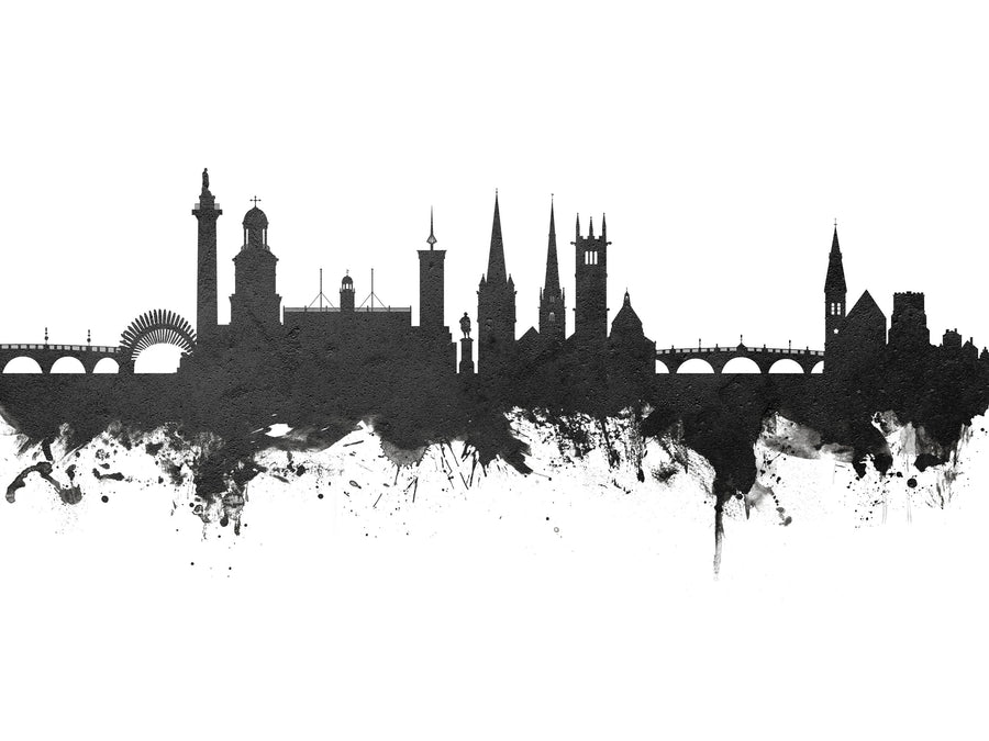Shrewsbury England Skyline Black & White Mural Wallpaper