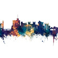 Windsor England Skyline Blue & Bronze Mural Wallpaper - pure wallpaper artwork