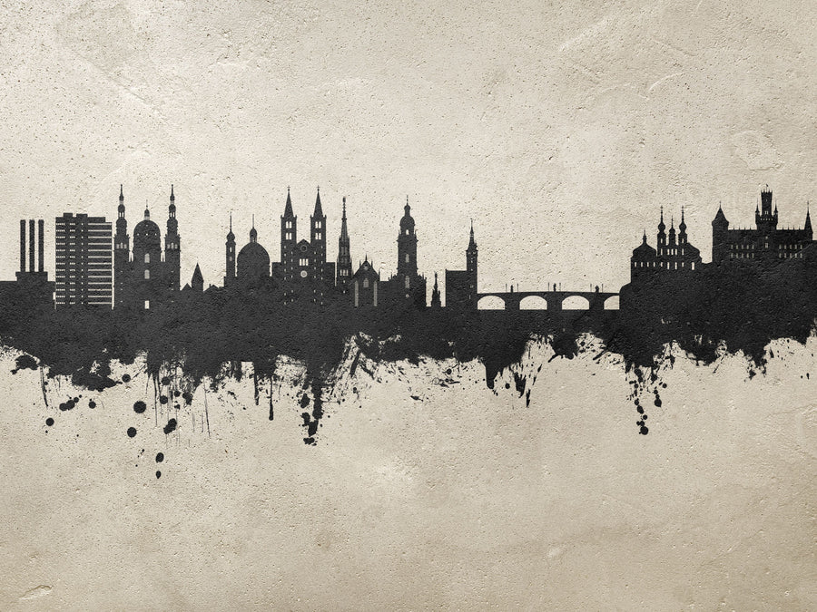 Würzburg Germany Skyline Concrete Mural Wallpaper