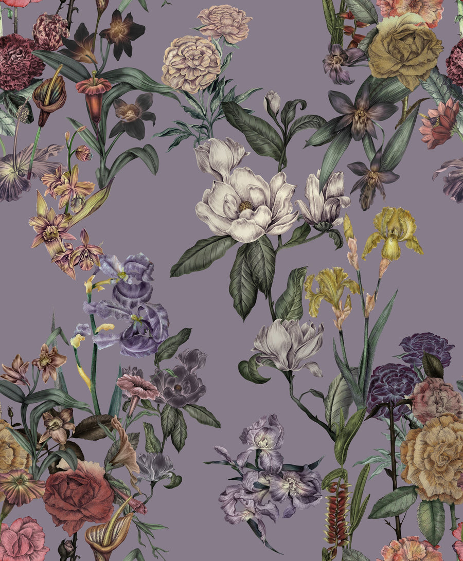 Floral Gaze, Lavender Mural Wallpaper