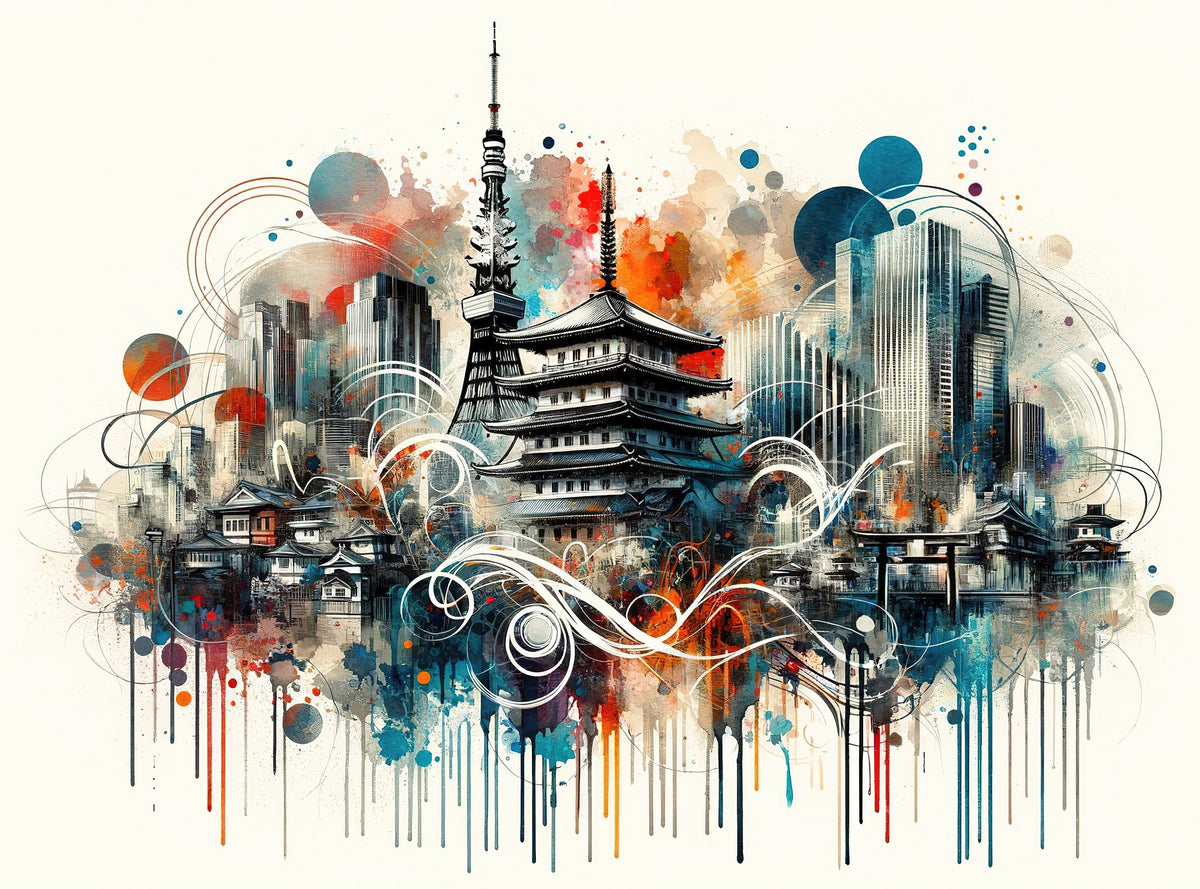 Watercolor Skyline Tokyo I Mural Wallpaper - pure wallpaper artwork