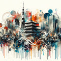 Watercolor Skyline Tokyo I Mural Wallpaper - pure wallpaper artwork
