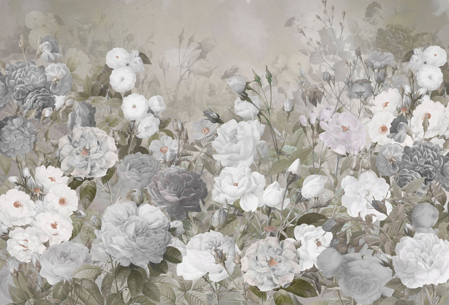 Rose Garden Forest Green Mural Wallpaper