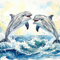 Dolphins II - Watercolor Spirit Animals Series Mural Wallpaper - pure wallpaper artwork