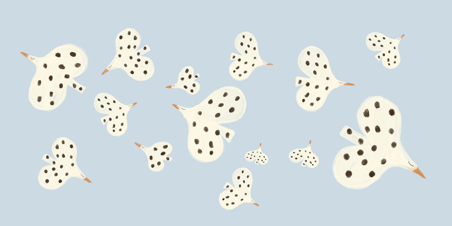 Birds Flying High, Light Blue Mural Wallpaper