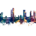 Asunción Paraguay Skyline Blue & Bronze Mural Wallpaper - pure wallpaper artwork