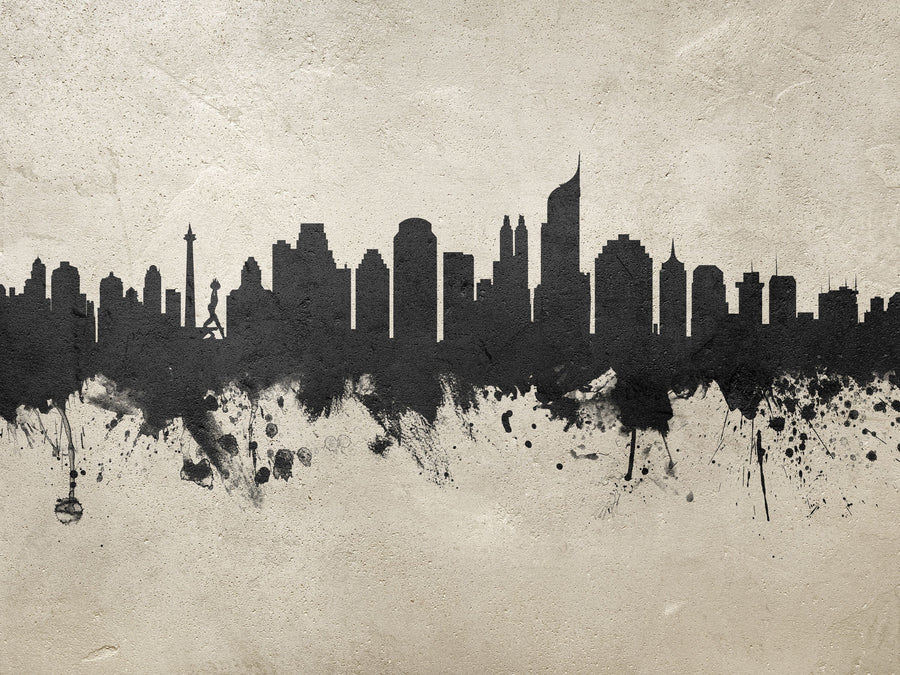Jakarta Skyline Indonesia Concrete Mural Wallpaper