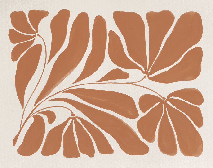 Blooming Joy II Terracotta Mural Wallpaper