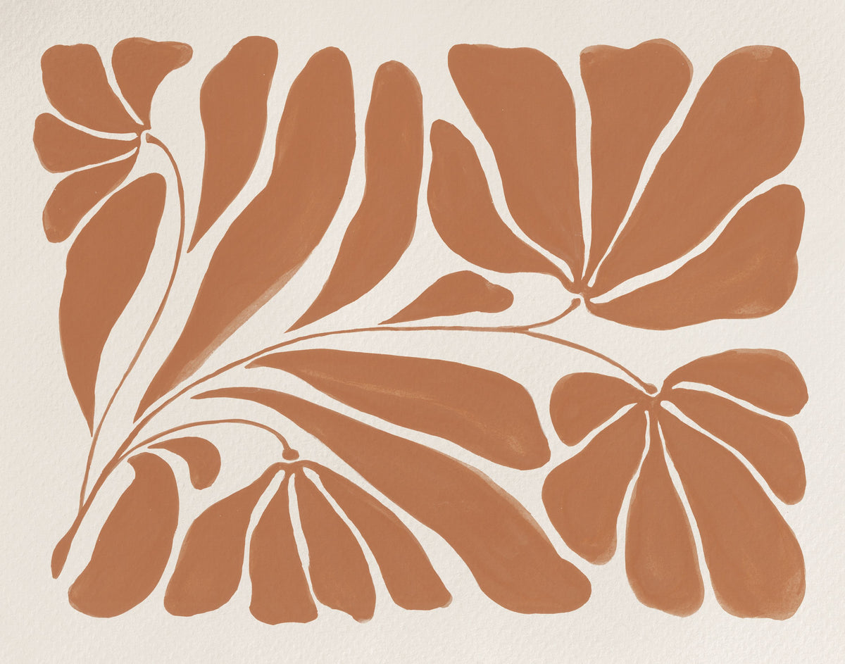 Blooming Joy II Terracotta Mural Wallpaper - pure wallpaper artwork