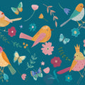 Royal Birds on Blue Mural Wallpaper - pure wallpaper artwork