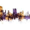 Swansea Wales Skyline Purple & Gold Mural Wallpaper - pure wallpaper artwork