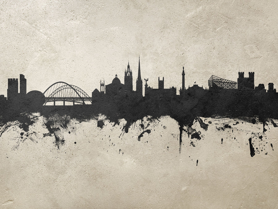 Newcastle England Skyline Concrete Mural Wallpaper