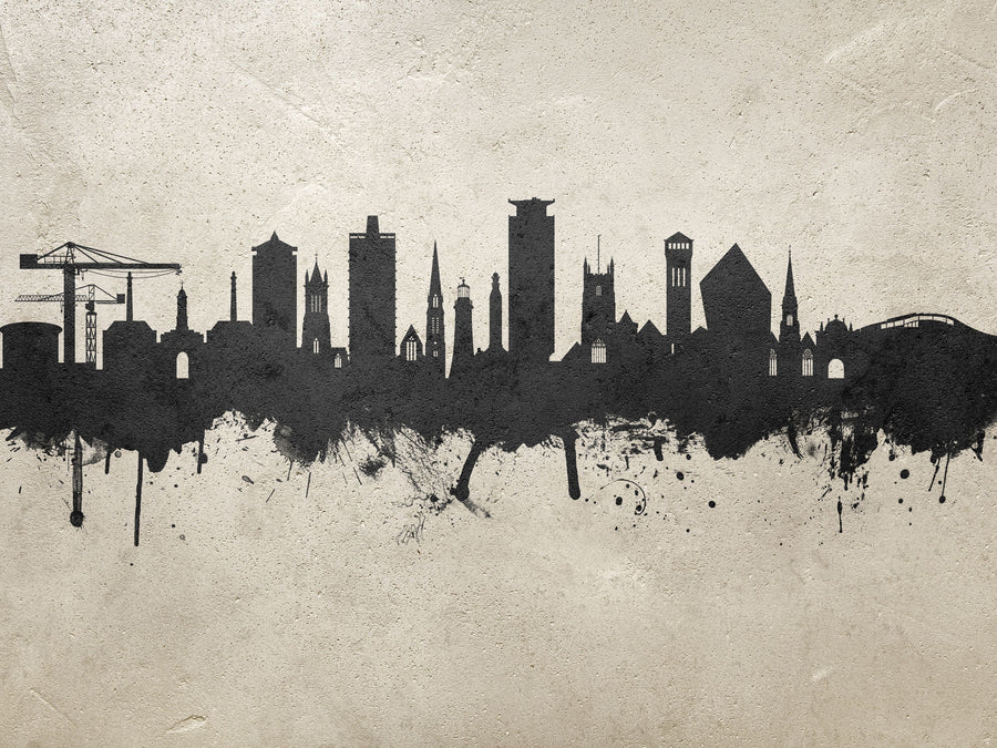 Plymouth England Skyline Concrete Mural Wallpaper