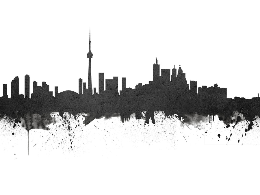 Toronto Canada Skyline Black & White Mural Wallpaper