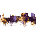 Fayetteville Arkansas Skyline Purple & Gold Mural Wallpaper - pure wallpaper artwork