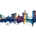 Davenport Iowa Skyline Blue & Bronze Mural Wallpaper - pure wallpaper artwork