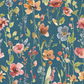 Time to Share Flowers Blue Mural Wallpaper - pure wallpaper artwork